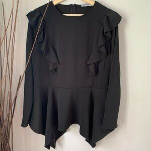 Jasambac Chic Black Ruffled Blouse XXL